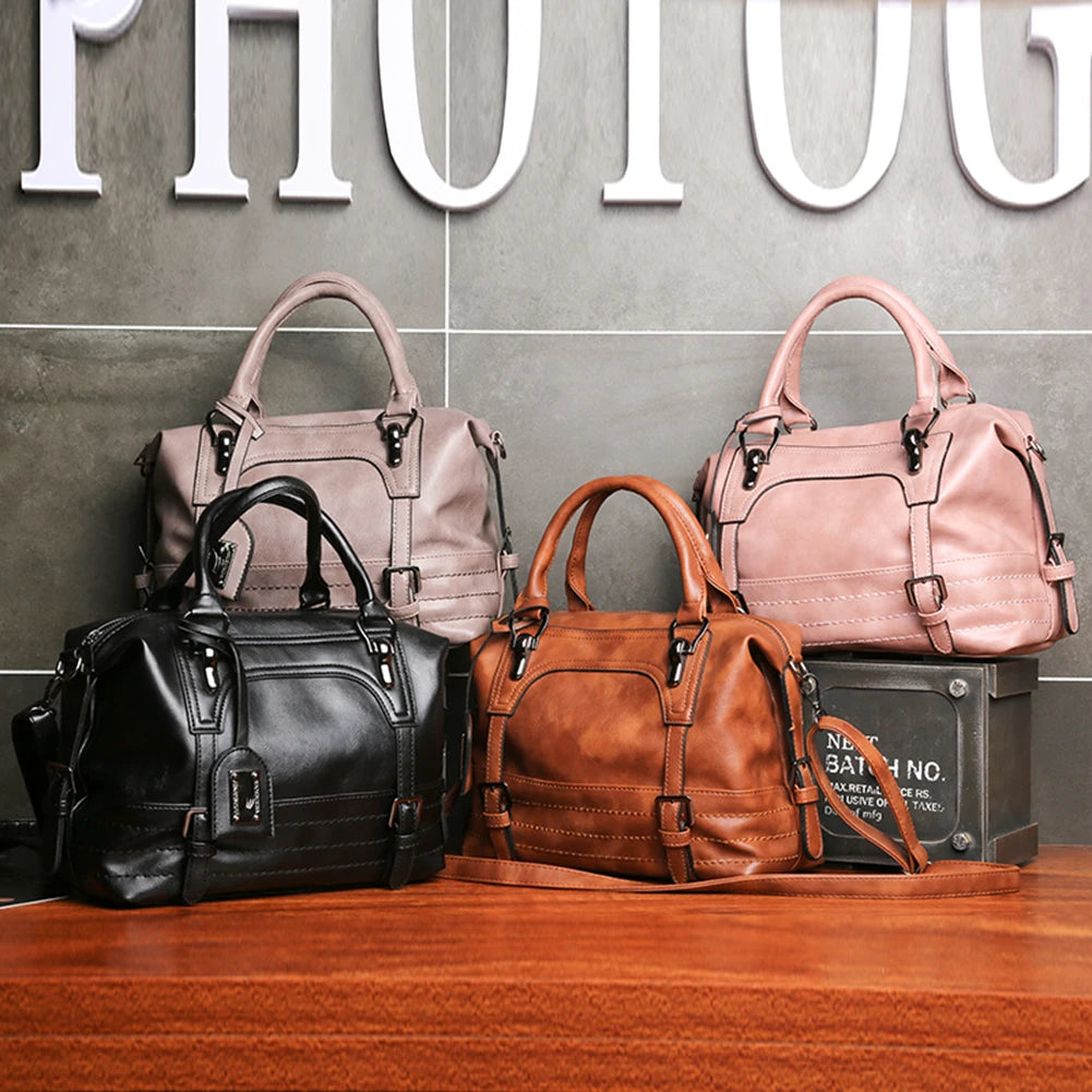 Retro PU Leather Travel Messenger Bag for Women