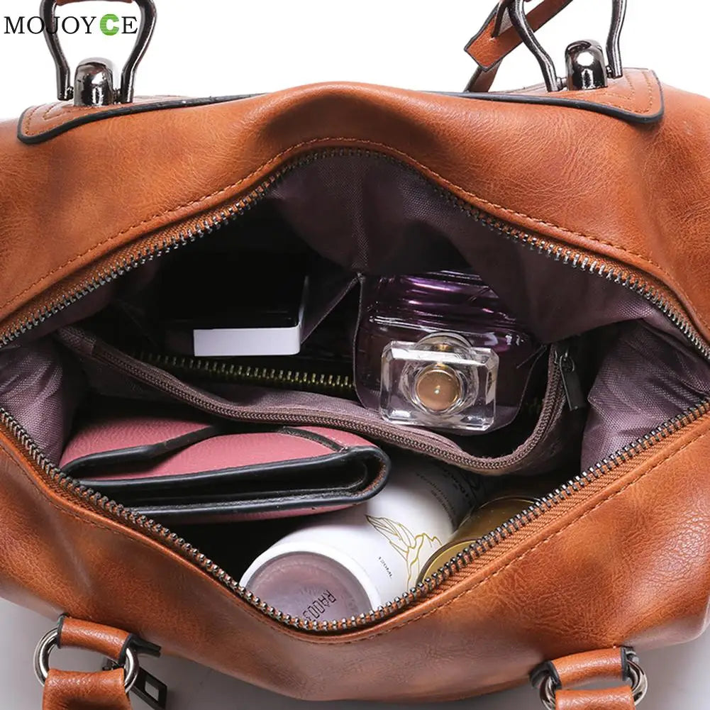 Retro PU Leather Travel Messenger Bag for Women