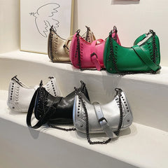 Stylish Rivet Crossbody Bag Female Top Motorcycle Bags for Women Shoulder Bag