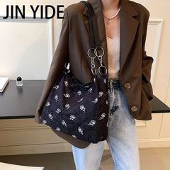 Rose Printed PU Leather Shoulder Bag Bucket Tote for Women