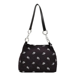 Rose Printed PU Leather Shoulder Bag Bucket Tote for Women