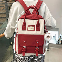 Stylish Retro Women's Backpack Contrast Colors School Travel Rucksack