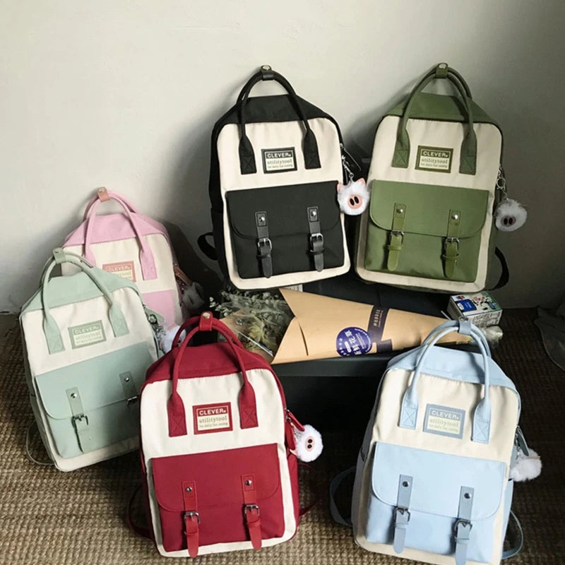 Stylish Retro Women's Backpack Contrast Colors School Travel Rucksack