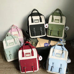 Stylish Retro Women's Backpack Contrast Colors School Travel Rucksack