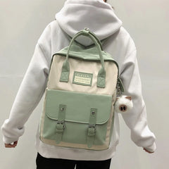 Stylish Retro Women's Backpack Contrast Colors School Travel Rucksack