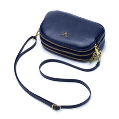 Three-Layer Zipper Cow Leather Shoulder Bag Women's Handbags Crossbody Bag