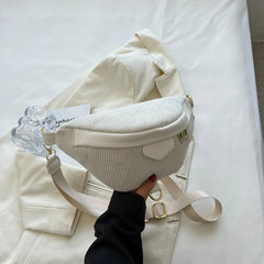 Striped Corduroy Waist Bag for Women Stylish Fanny Pack