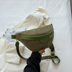 Striped Corduroy Waist Bag for Women Stylish Fanny Pack