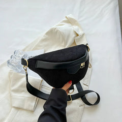 Striped Corduroy Waist Bag for Women Stylish Fanny Pack