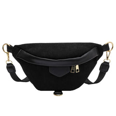 Striped Corduroy Waist Bag for Women Stylish Fanny Pack