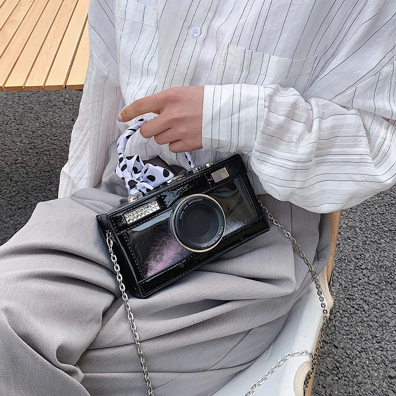 Women Camera Crossbody PU Leather Shoulder Bag Handbag