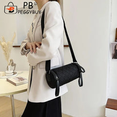 Women Diamond Lattice Crossbody Cylinder Bag Zipper Handbags