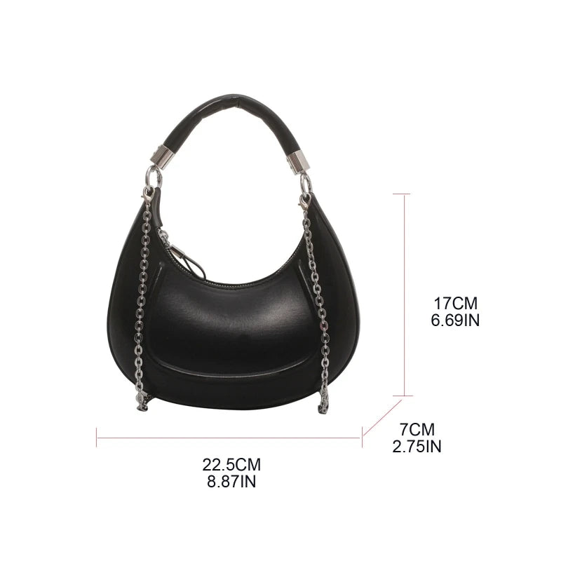 Stylish Women Hobo Bag PU Leather Clutch Purse Chain Crossbody Purse