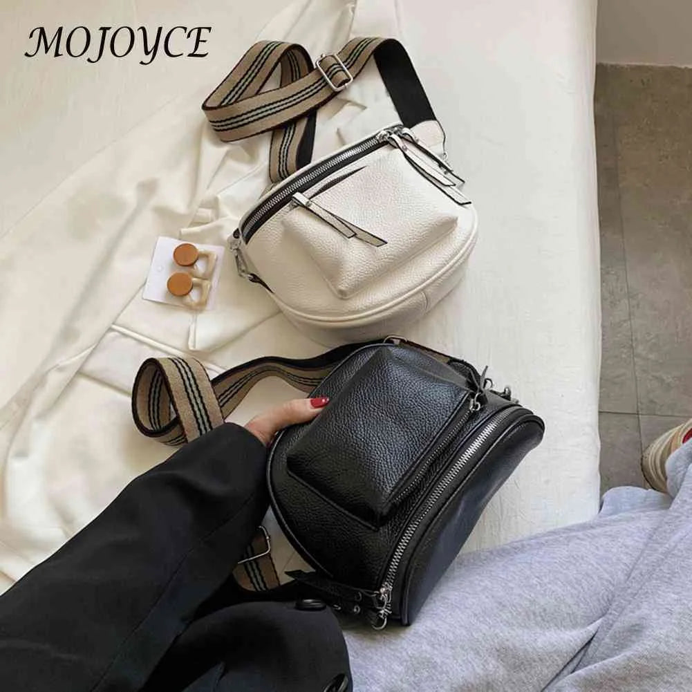 Women Pure Saddle Clutch Handbag Casual PU Leather Shoulder Bag