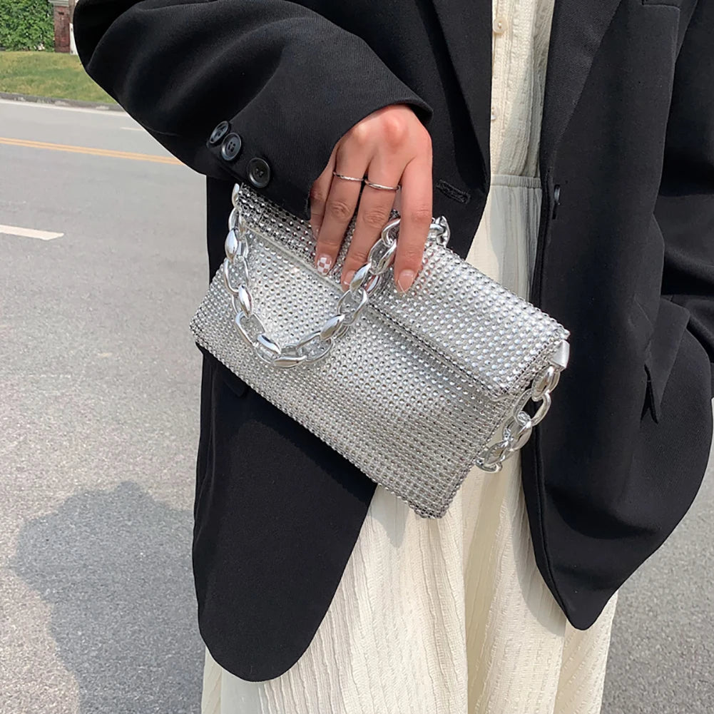Women Rhinestones Evening Bag Crossbody Handbag