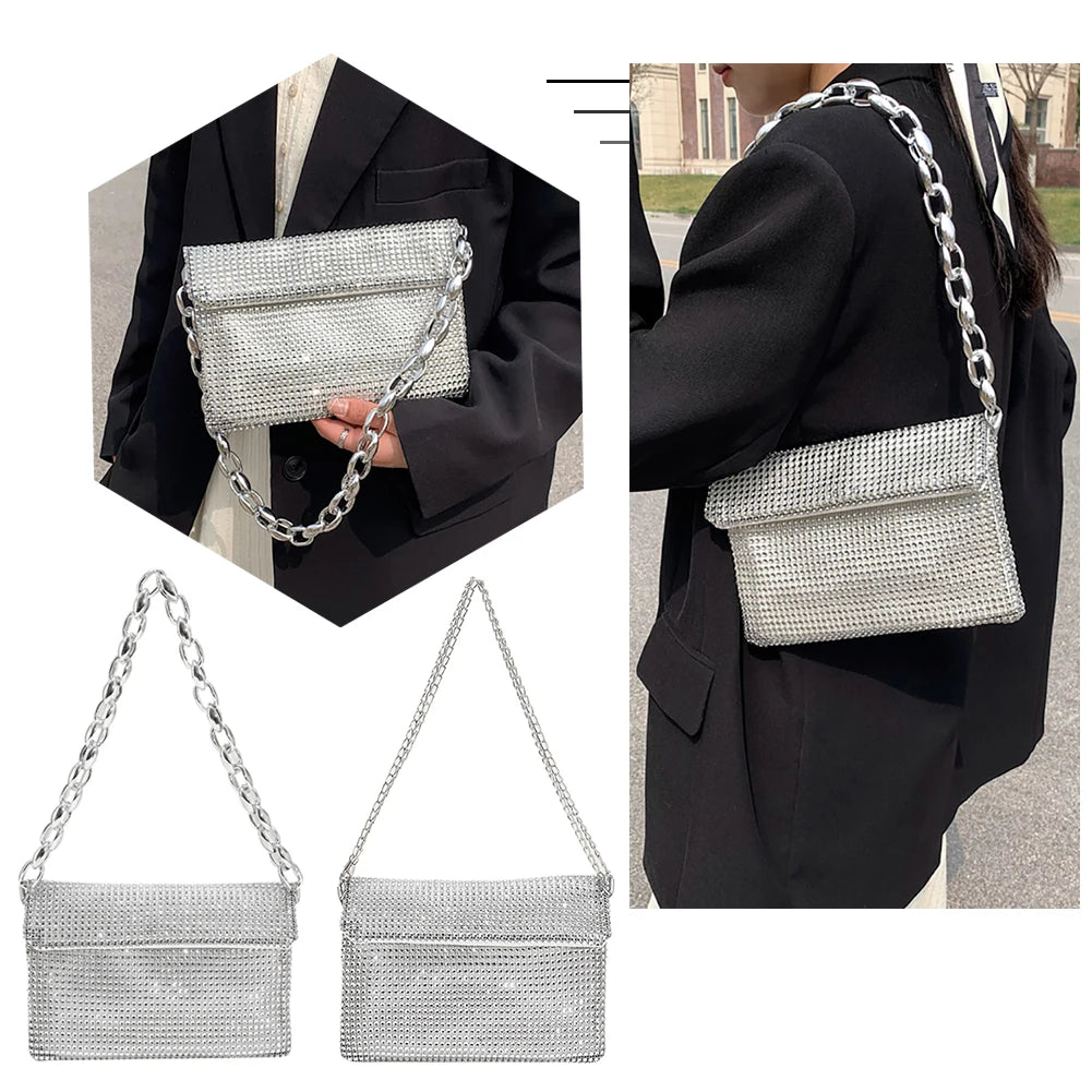 Women Rhinestones Evening Bag Crossbody Handbag