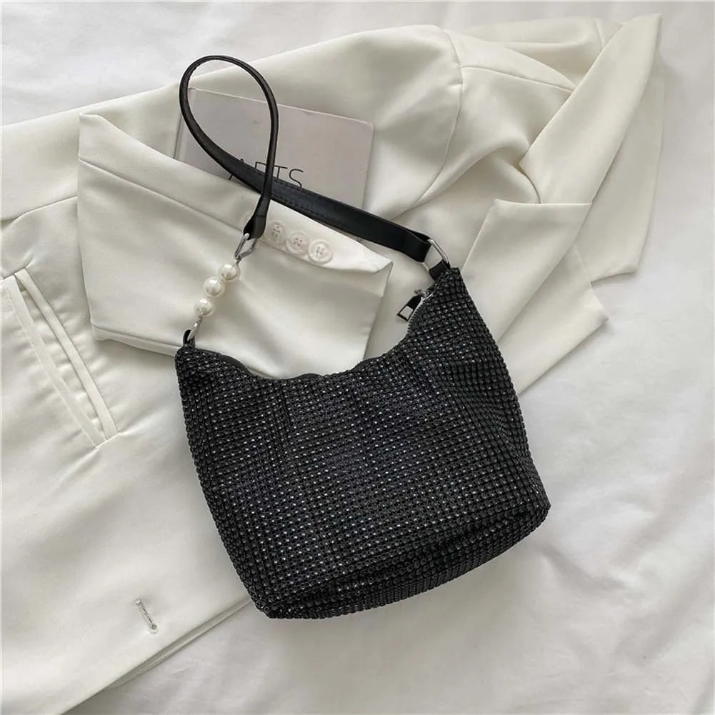 Rhinestones Shoulder Leather Bag for Women