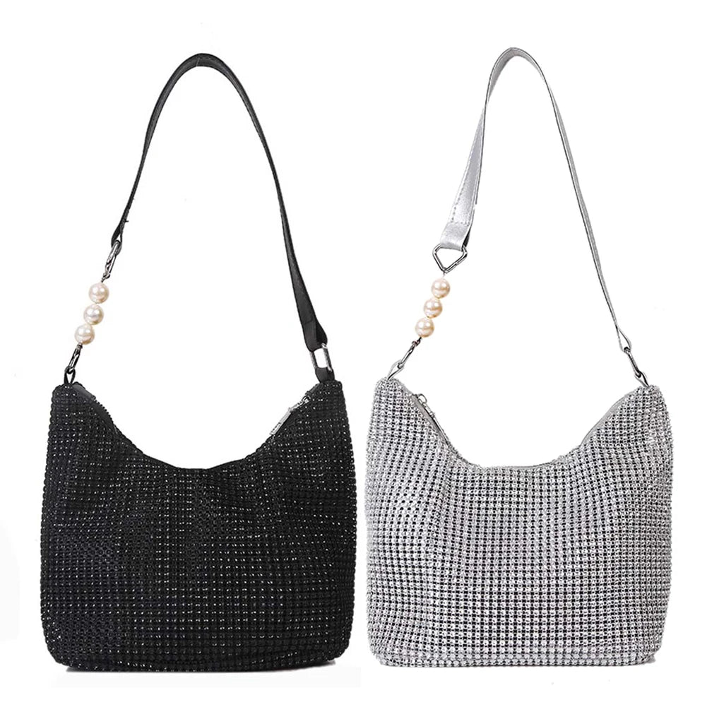 Rhinestones Shoulder Leather Bag for Women