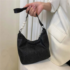 Rhinestones Shoulder Leather Bag for Women