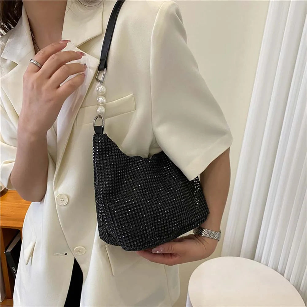 Rhinestones Shoulder Leather Bag for Women