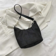 Rhinestones Shoulder Leather Bag for Women