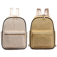 Women Straw Backpack Shoulder Bags Hand-Woven Handbags for Travel