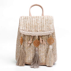 Women Straw Shoulder Backpack Messenger Bags
