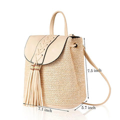 Women Straw Backpack Shoulder Bags Hand-Woven Handbags Gift