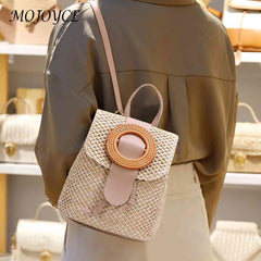 Stylish Women Straw Backpack Shoulder Messenger Bags