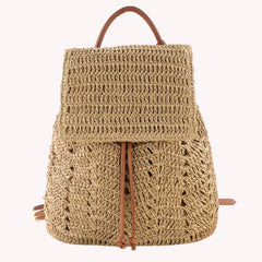 Women Straw Backpack Shoulder Messenger Bags for Summer Beach Travel