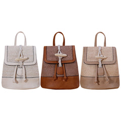 Stylish Women Straw Backpack Shoulder Messenger Bags for Summer Beach Travel