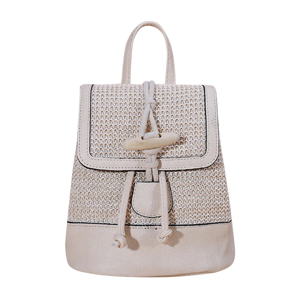 Stylish Women Straw Backpack Shoulder Messenger Bags for Summer Beach Travel