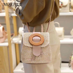 Stylish Women Straw Backpack Shoulder Messenger Bags
