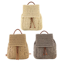 Women Straw Backpack Shoulder Messenger Bags for Summer Beach Travel