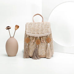 Women Straw Shoulder Backpack Messenger Bags