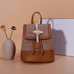 Stylish Women Straw Backpack Shoulder Messenger Bags for Summer Beach Travel