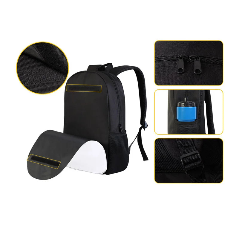 Sublimation Printing School Bag Backpack Lunch Box Pencil Bags Three Sets