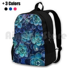 Succulents Outdoor Hiking Backpack Riding Climbing Sports Bag Green Pink