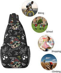 Sugar Skull Unisex Chest Bag Crossbody Sling Backpack Travel Hiking Daypack