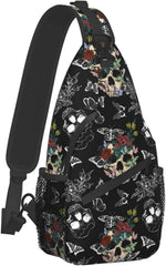 Sugar Skull Unisex Chest Bag Crossbody Sling Backpack Travel Hiking Daypack