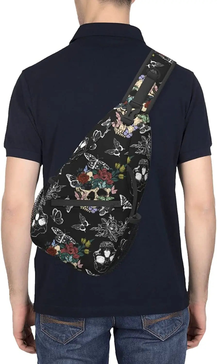 Sugar Skull Unisex Chest Bag Crossbody Sling Backpack Travel Hiking Daypack