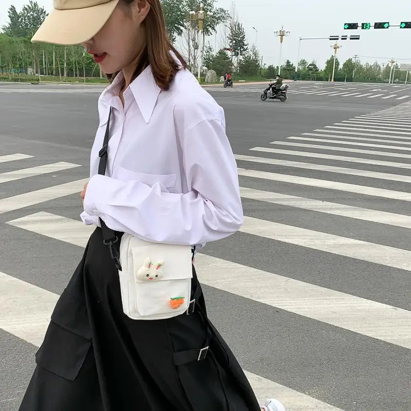 Summer Female Student Canvas Bag Outdoor Travel Shoulder Messenger Package