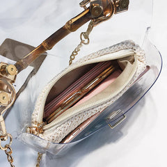 Small Handbag Transparent Women Hand Bags Chain Straw Bag Lady Travel Beach Shou