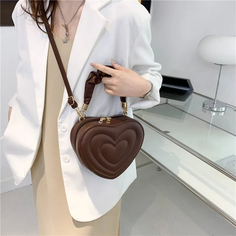Summer Heart-shaped Shoulder Bags for Women PU Leather Crossbody Bags