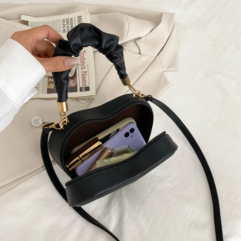Summer Heart-shaped Shoulder Bags for Women PU Leather Crossbody Bags