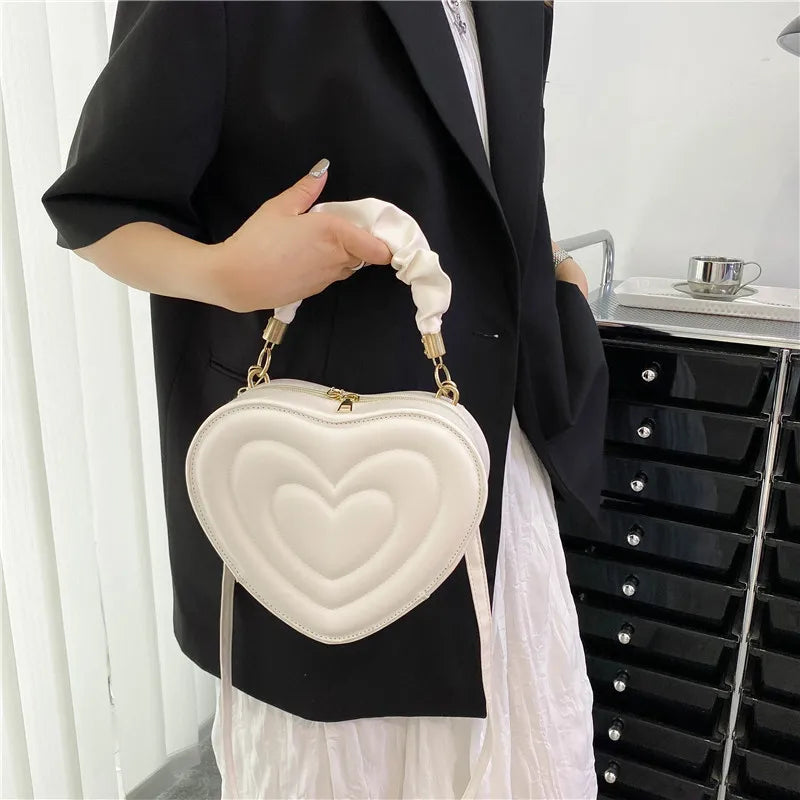 Summer Heart-shaped Shoulder Bags for Women PU Leather Crossbody Bags