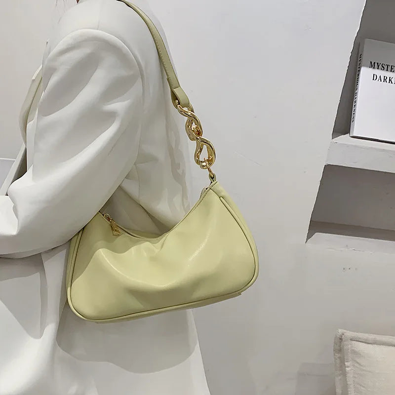 Summer Armpit Bag Style 5 PU Single Zipper Shoulder Pure Portable Hobo Bag Femal