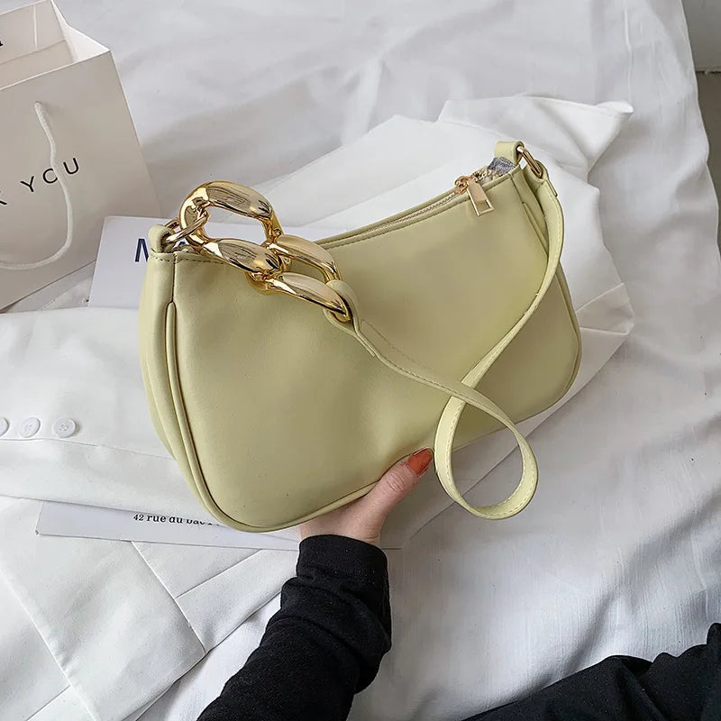 Summer Armpit Bag Style 5 PU Single Zipper Shoulder Pure Portable Hobo Bag Femal