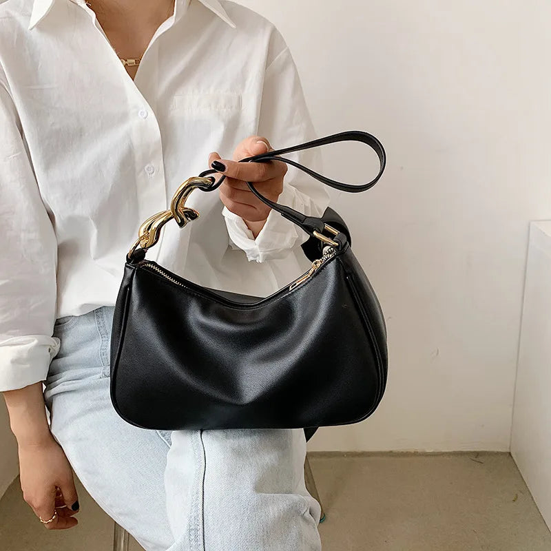 Summer Armpit Bag Style 5 PU Single Zipper Shoulder Pure Portable Hobo Bag Femal