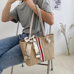 Summer Autumn Straw Tote Bag Women Large Capacity Portable Shoulder Bags